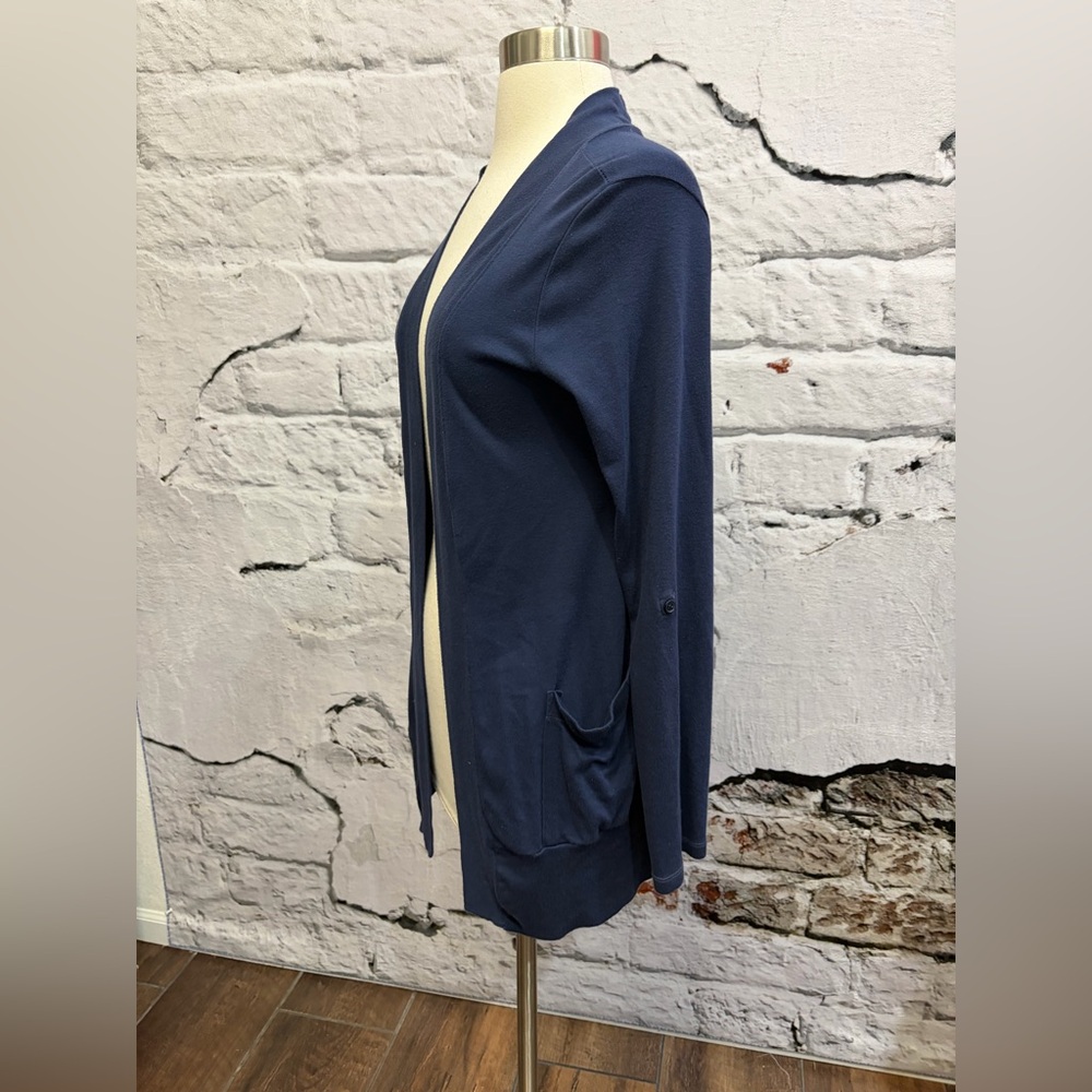 Splendid Navy Knit Cardigan - Super Soft Long Sleeve Layer Drape Coastal - Picture 5 of 7